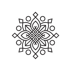 Minimal rangoli pattern line art icon
