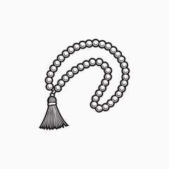 Prayer beads line art icon for religious festivals