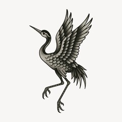 Elegant crane tattoo design.