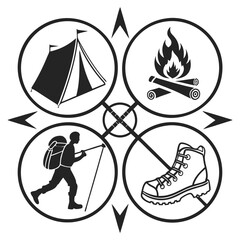 Fototapeta premium Camping Icons Vector Illustration – Outdoor Adventure Symbol Set