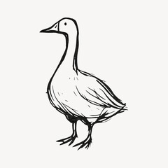 Minimalist sketch of standing goose.
