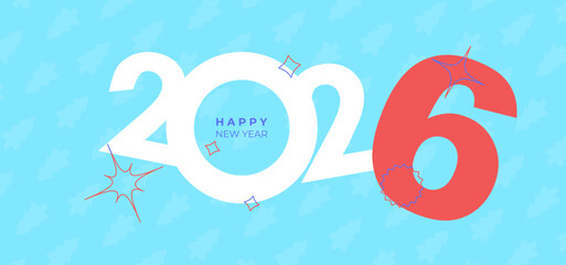 Cover design of 2026 happy new year. Y2k style holiday cover. Colorful and easy to remember. Happy new year 2026 design background