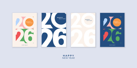 Cover design of 2026 happy new year. Strong typography. Colorful and easy to remember. Happy new year 2026 design poster.