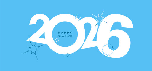 Cover design of 2026 happy new year. Y2k style holiday cover. Colorful and easy to remember. Happy new year 2026 design background
