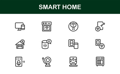 Smart Home Line Icon Set &ndash; Modern Minimal Outline Icons for Automation, Technology, and Connected Devices