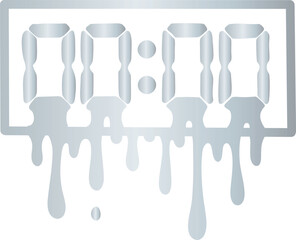 Modern silver melting digital clock with dripping metallic numbers, combining futuristic elegance and surreal design for digital art and creative projects.