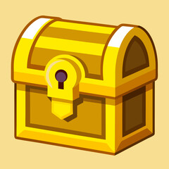This image shows a yellow treasure chest with a keyhole