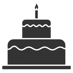 Black Birthday cake silhouette icon PNG | Minimal Flat Silhouette Icon Download
