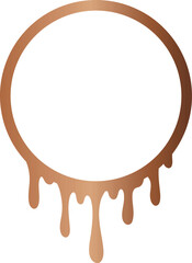 Elegant bronze melting circle frame with dripping metallic edges, ideal for luxury posters, abstract artwork, and modern digital designs.