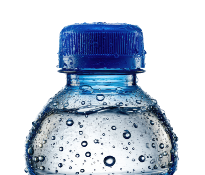 Close-up of a water bottle cap and upper body