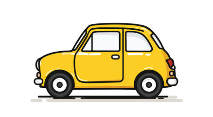 Cheerful Yellow Car Cartoon Illustration Classic Vehicle Design for Childrens Books and Automotive Themes