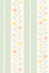 Soft floral pattern with delicate watercolor flowers on striped background