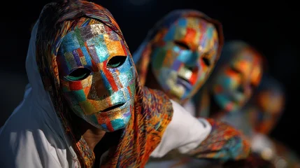 Fototapete Karneval colorful masks and dynamic dance performance at night  © Johannes