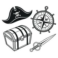 Pirate Tools and Accessories – Adventure Equipment Vector Design