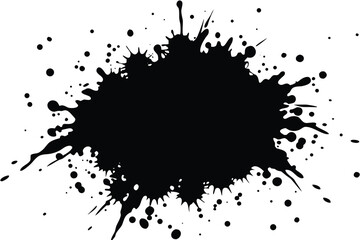 Abstract black ink splat grunge paint splash texture background vector illustration