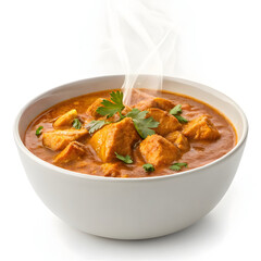 Fototapeta premium Rich and creamy Indian butter chicken curry served in a bowl, featuring tender chicken pieces