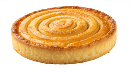 Delicious golden spiral baked pastry freshly prepared cut out on PNG. AI GENERATED.
