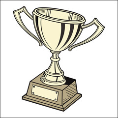 trophy cup design, isolated on background, for success, cut out transparent