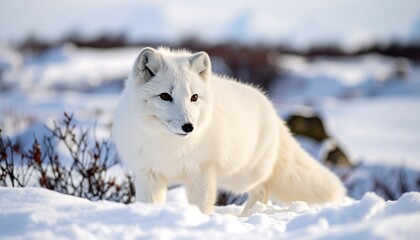Naklejka premium Arctic fox in snowy landscape