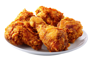 Four pieces of golden-brown, crispy fried chicken on a white plate