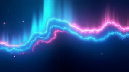 Neon pink and blue energy wave in starry scene - Powered by Adobe