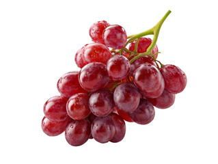 Fototapeta premium Top-Down Flat Lay of Red Grapes with Leaves, Transparent PNG 