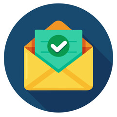 Fototapeta premium Confirmation mail notification icon. Cartoon vector illustration.