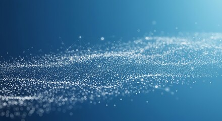 Abstract Blue Particle Wave Background.