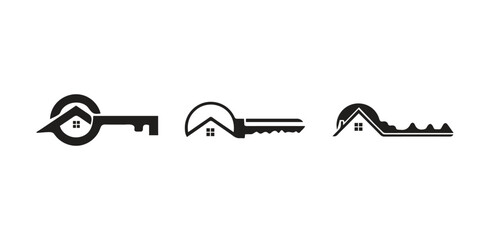 Home lock key or Keys to Real Estate Dreams outline vector icon