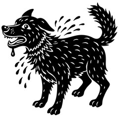 vector illustration of a dog, Silhouette of  a dog shaking water off its fur