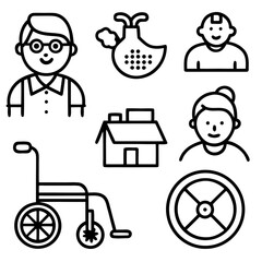 set of baby icons with stroller