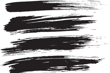 Black Ink Brush Stroke Set on White Background