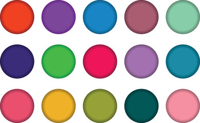 Colorful Glossy Round Web Buttons Icon Set – 3D Glass Ball Sphere Symbols in Orange, Green, Yellow, Pink, and Blue – Shiny Internet Circle Design Vector Illustration Collection for UI, Website.