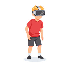 Boy Wearing VR Headset Vector