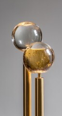 Abstract Glass Sculpture with Golden Rods