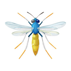 Fototapeta premium Cartoonish Insect with Wings and Multiple Legs Isolated on Black Background