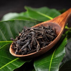 Black Tea Leaves on Spoon
