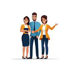 Obraz premium Business team illustration cartoon style group of professionals team working together diverse colleagues corporate setting teamwork