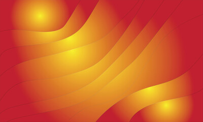  Vector art of abstract flowing waves of yellow and orange gradient on a red background, dynamic and modern design element