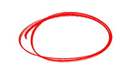 Hand-Drawn Red Circle Mark PNG, Transparent Background Highlight for Exam, Mistake, or Note, Marker Pen Doodle Circle, Pencil Outline, Grunge Round Frame for Text, Numbers, Logo, or Design Element	
