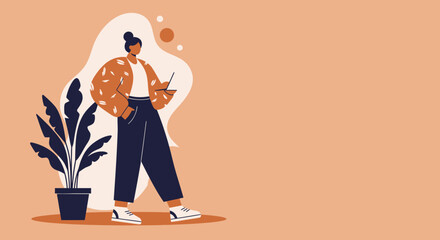 Confident woman using laptop for remote work or creative tasks. Modern lifestyle, technology, and business concept with ample copy space.