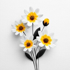 Obraz premium Elegant Paper Craft Flowers with Yellow and White Petals on Texture