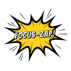 Comic Book Style Focus-Zap! Explosion with Black Outline and Yellow Fill