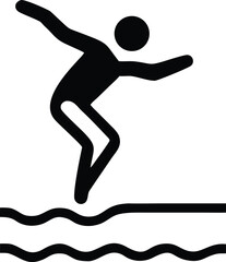 Dynamic silhouette of a diver leaping into wavy water