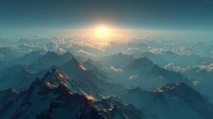 Sunrise over Misty Mountains