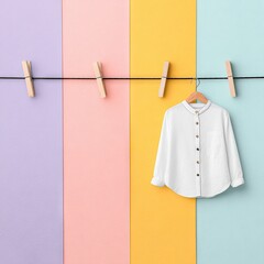 White Shirt on Clothesline with Colorful Backdrop