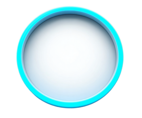 Empty blue circular frame icon or blank web button isolated on white