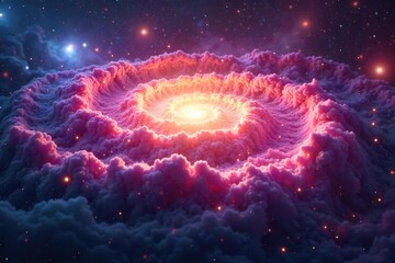 Fototapeta premium Vibrant Nebula Swirl A Close-Up of Cosmic Creation ? Stunning Celestial Gas and Dust in Vivid Colors, Ideal for Science, Space, and Astronomy Projects