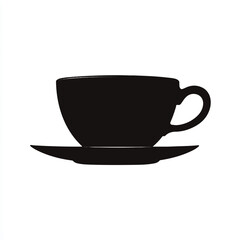 Elegant black coffee cup silhouette on a white background minimalist style design element beverage icon