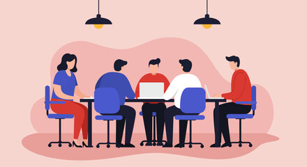 Diverse team collaborating in a modern office meeting, discussing business strategies and ideas. Ideal for corporate communication, teamwork, and project planning.